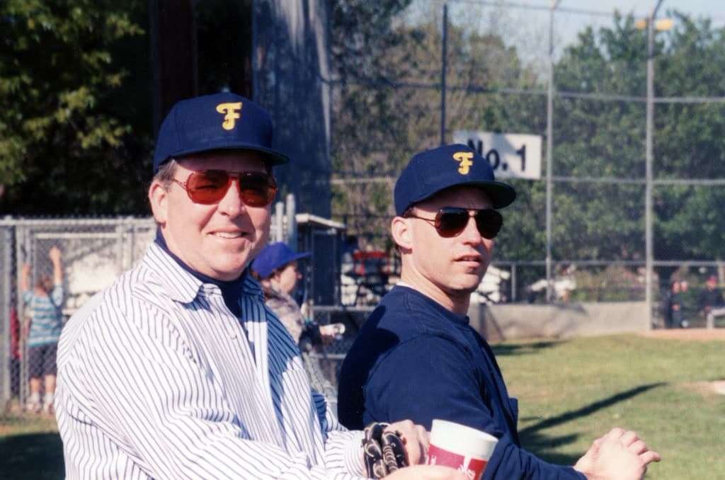 Dr. Russell E. Swann at a Baylor Bears baseball game with family